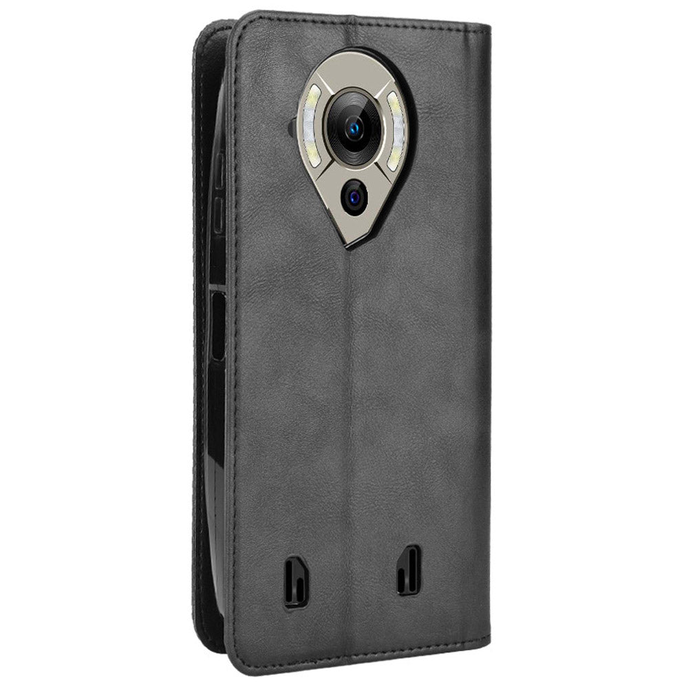 Retro Texture PU Leather Case for Oukitel WP16, Magnetic Auto-absorbed Shockproof Phone Cover with Stand Wallet