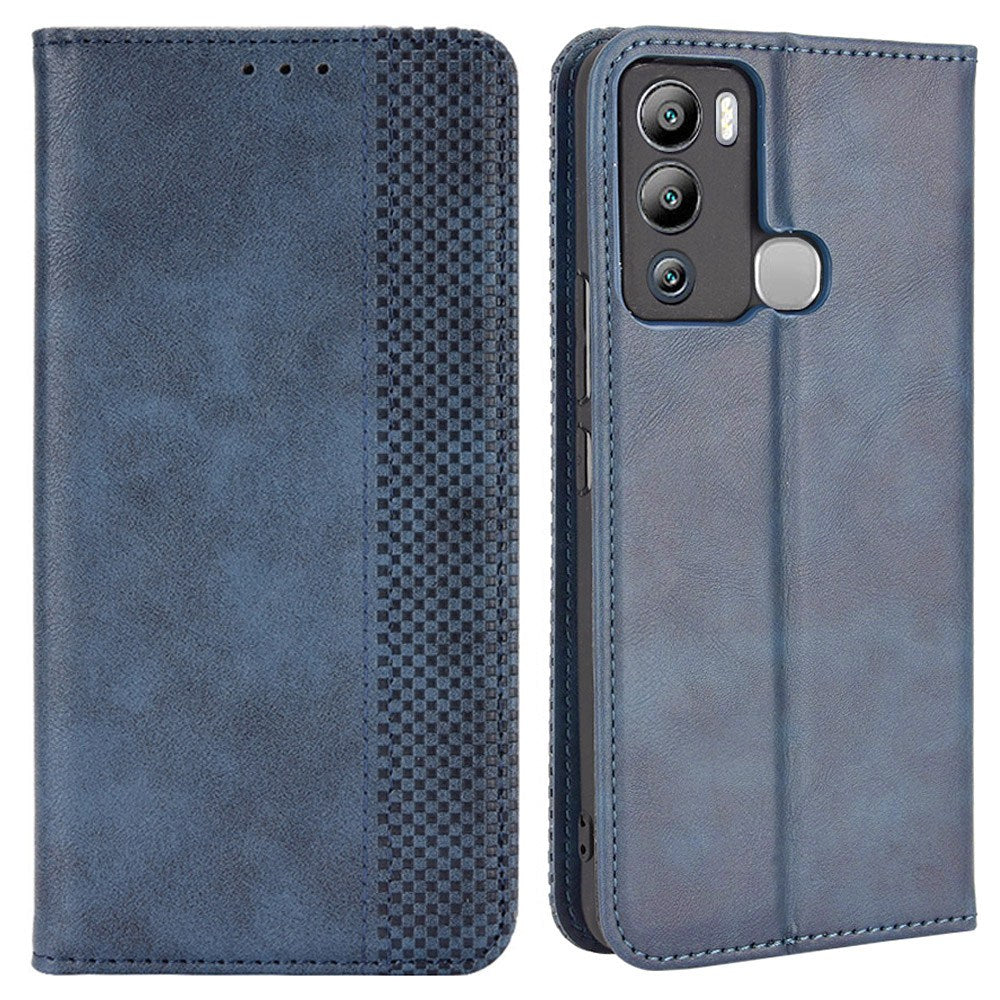 For Infinix Hot 12i 4G Anti-drop PU Leather Retro Flip Wallet Case Stand Function Flip Auto Closing Magnetic Cover