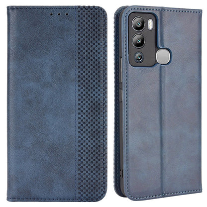 For Infinix Hot 12i 4G Anti-drop PU Leather Retro Flip Wallet Case Stand Function Flip Auto Closing Magnetic Cover