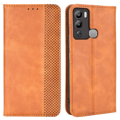 For Infinix Hot 12i 4G Anti-drop PU Leather Retro Flip Wallet Case Stand Function Flip Auto Closing Magnetic Cover