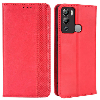 For Infinix Hot 12i 4G Anti-drop PU Leather Retro Flip Wallet Case Stand Function Flip Auto Closing Magnetic Cover