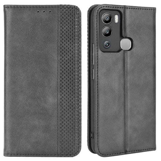 For Infinix Hot 12i 4G Anti-drop PU Leather Retro Flip Wallet Case Stand Function Flip Auto Closing Magnetic Cover