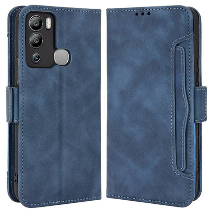 For Infinix Hot 12i 4G Multiple Card Slots PU Leather Cover Double Magnetic Clasp Full-protection Phone Stand Wallet Case