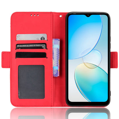For Infinix Hot 12i 4G Multiple Card Slots PU Leather Cover Double Magnetic Clasp Full-protection Phone Stand Wallet Case