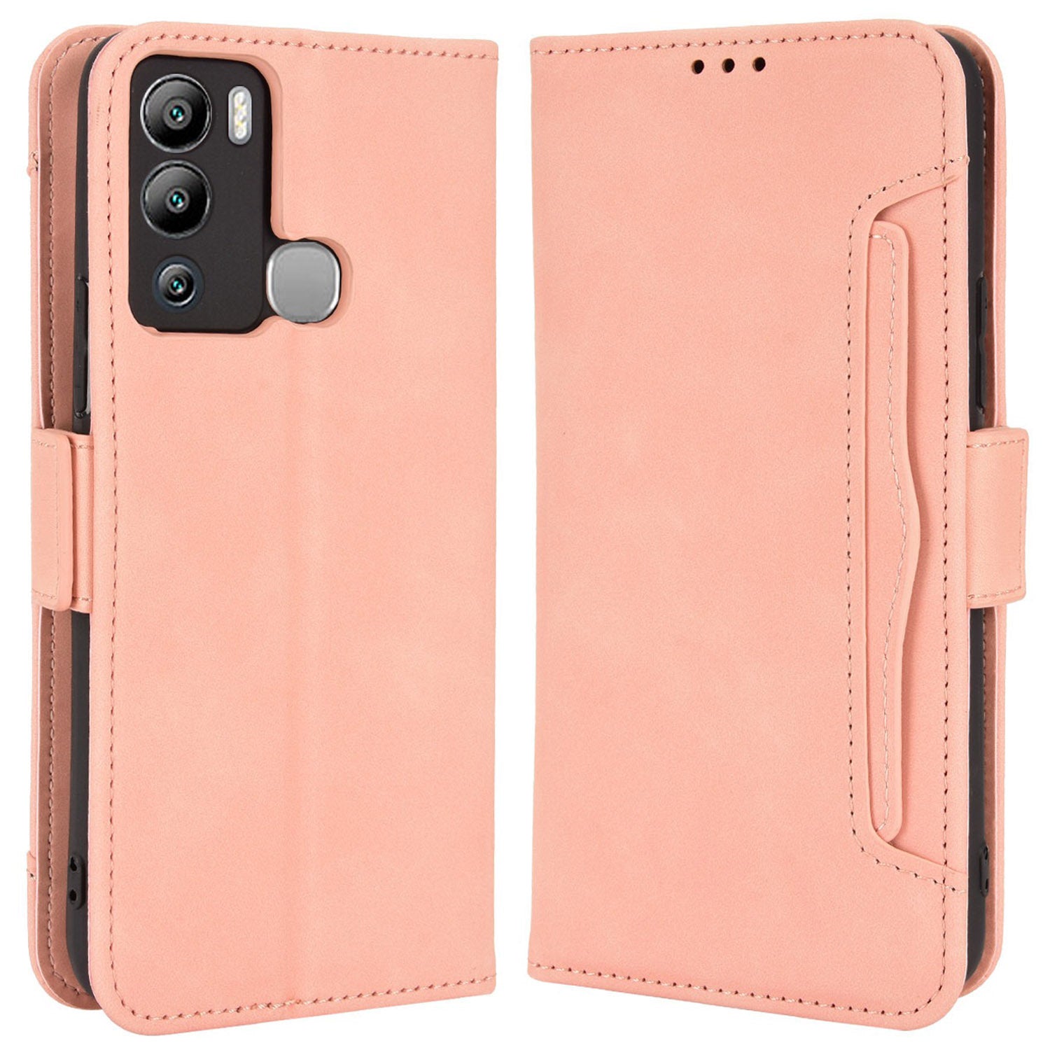 For Infinix Hot 12i 4G Multiple Card Slots PU Leather Cover Double Magnetic Clasp Full-protection Phone Stand Wallet Case