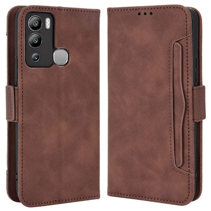 For Infinix Hot 12i 4G Multiple Card Slots PU Leather Cover Double Magnetic Clasp Full-protection Phone Stand Wallet Case