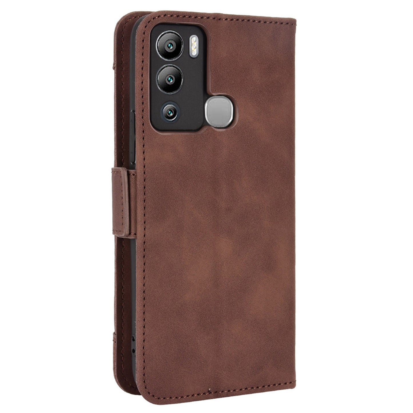 For Infinix Hot 12i 4G Multiple Card Slots PU Leather Cover Double Magnetic Clasp Full-protection Phone Stand Wallet Case