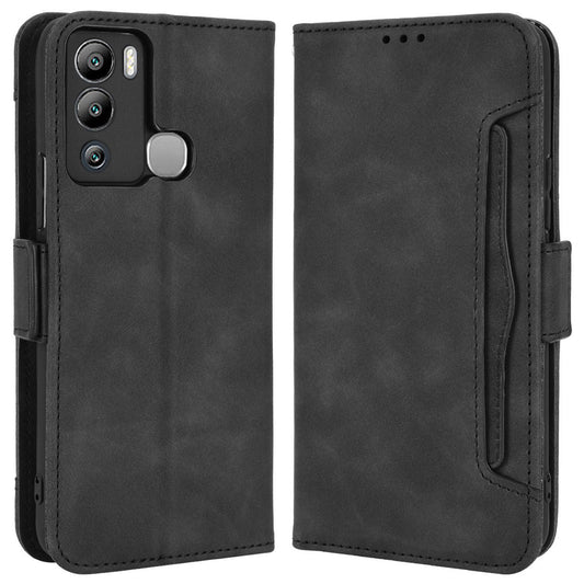 For Infinix Hot 12i 4G Multiple Card Slots PU Leather Cover Double Magnetic Clasp Full-protection Phone Stand Wallet Case