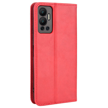 For Infinix Hot 12 4G Retro Texture PU Leather Magnetic Auto-absorbed Phone Case Drop-proof Flip Stand Wallet Cover