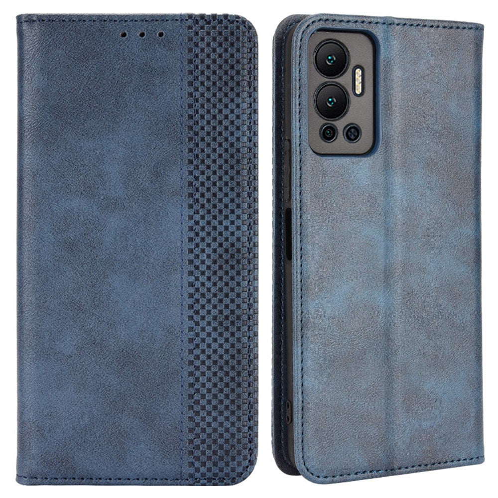 For Infinix Hot 12 4G Retro Texture PU Leather Magnetic Auto-absorbed Phone Case Drop-proof Flip Stand Wallet Cover