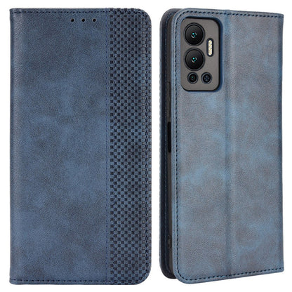 For Infinix Hot 12 4G Retro Texture PU Leather Magnetic Auto-absorbed Phone Case Drop-proof Flip Stand Wallet Cover