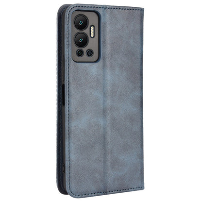 For Infinix Hot 12 4G Retro Texture PU Leather Magnetic Auto-absorbed Phone Case Drop-proof Flip Stand Wallet Cover