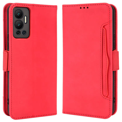 For Infinix Hot 12 4G Multiple Card Slots PU Leather Phone Cover Double Magnetic Clasp Drop-proof Stand Wallet Case