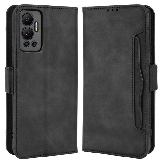 For Infinix Hot 12 4G Multiple Card Slots PU Leather Phone Cover Double Magnetic Clasp Drop-proof Stand Wallet Case