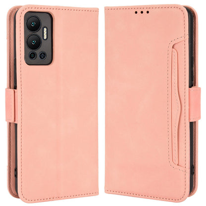 For Infinix Hot 12 4G Multiple Card Slots PU Leather Phone Cover Double Magnetic Clasp Drop-proof Stand Wallet Case