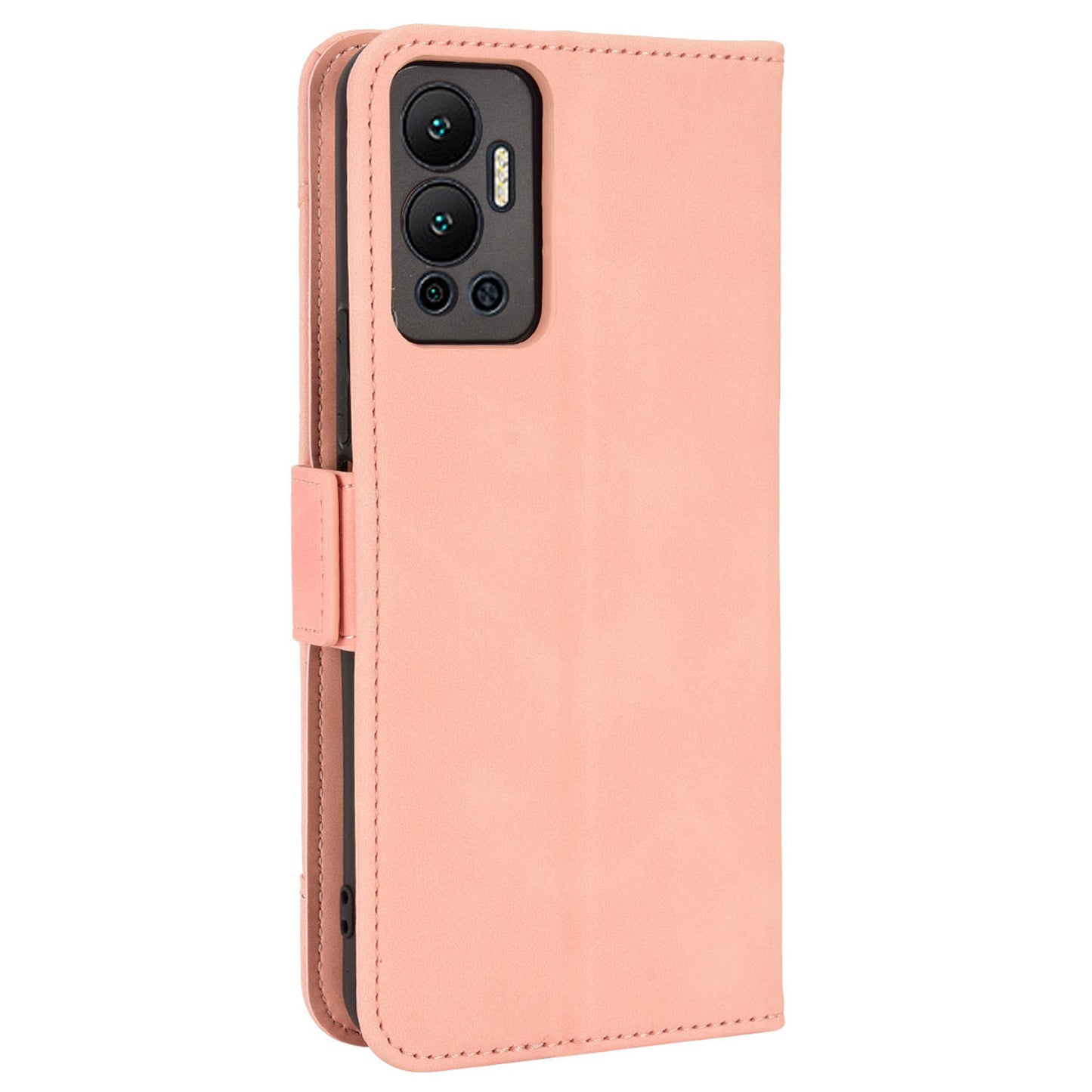 For Infinix Hot 12 4G Multiple Card Slots PU Leather Phone Cover Double Magnetic Clasp Drop-proof Stand Wallet Case