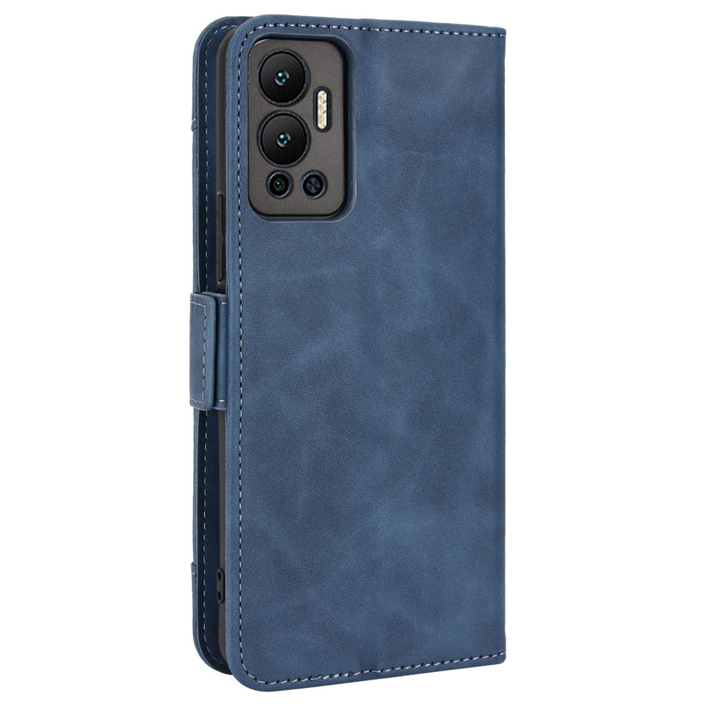 For Infinix Hot 12 4G Multiple Card Slots PU Leather Phone Cover Double Magnetic Clasp Drop-proof Stand Wallet Case