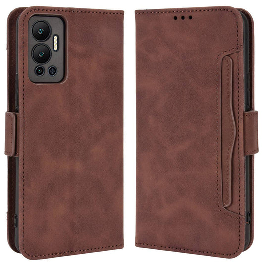 For Infinix Hot 12 4G Multiple Card Slots PU Leather Phone Cover Double Magnetic Clasp Drop-proof Stand Wallet Case