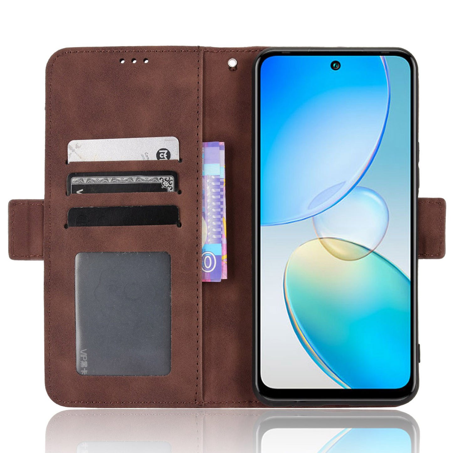 For Infinix Hot 12 4G Multiple Card Slots PU Leather Phone Cover Double Magnetic Clasp Drop-proof Stand Wallet Case