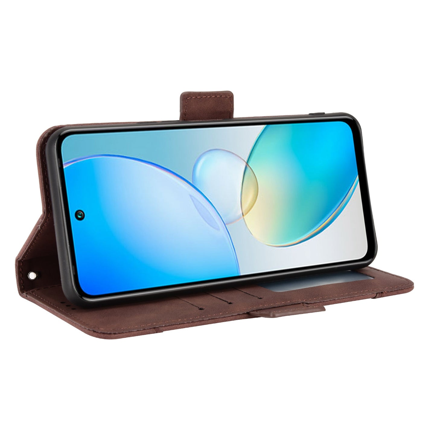 For Infinix Hot 12 4G Multiple Card Slots PU Leather Phone Cover Double Magnetic Clasp Drop-proof Stand Wallet Case