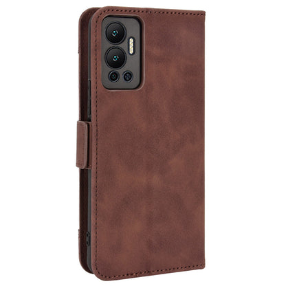 For Infinix Hot 12 4G Multiple Card Slots PU Leather Phone Cover Double Magnetic Clasp Drop-proof Stand Wallet Case