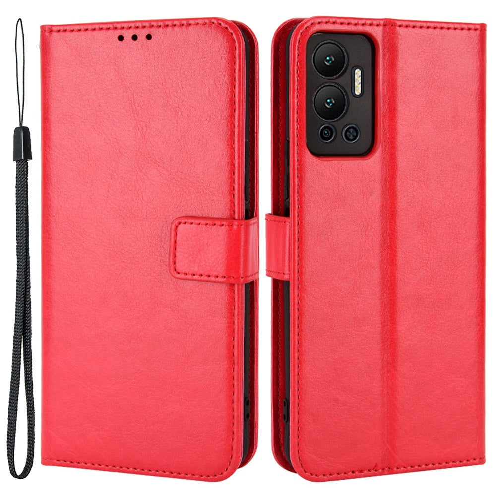 For Infinix Hot 12 4G Phone Stand Wallet Protective Case Crazy Horse Texture Magnetic Clasp PU Leather Cover