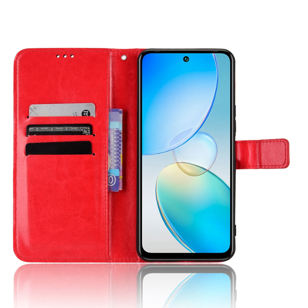 For Infinix Hot 12 4G Phone Stand Wallet Protective Case Crazy Horse Texture Magnetic Clasp PU Leather Cover