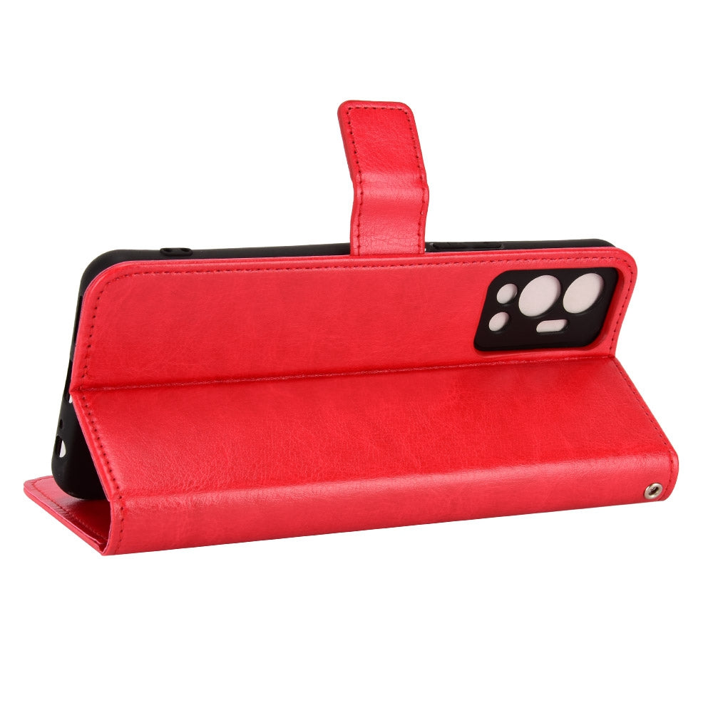 For Infinix Hot 12 4G Phone Stand Wallet Protective Case Crazy Horse Texture Magnetic Clasp PU Leather Cover