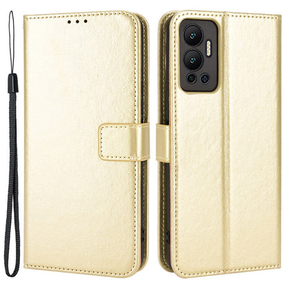 For Infinix Hot 12 4G Phone Stand Wallet Protective Case Crazy Horse Texture Magnetic Clasp PU Leather Cover