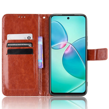 For Infinix Hot 12 Play 4G Crazy Horse Texture Flip Stand Wallet Phone Case Magnetic Clasp PU Leather Protective Cover