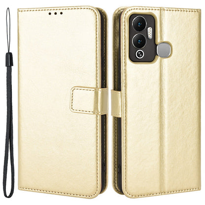 For Infinix Hot 12 Play 4G Crazy Horse Texture Flip Stand Wallet Phone Case Magnetic Clasp PU Leather Protective Cover