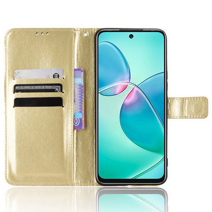 For Infinix Hot 12 Play 4G Crazy Horse Texture Flip Stand Wallet Phone Case Magnetic Clasp PU Leather Protective Cover