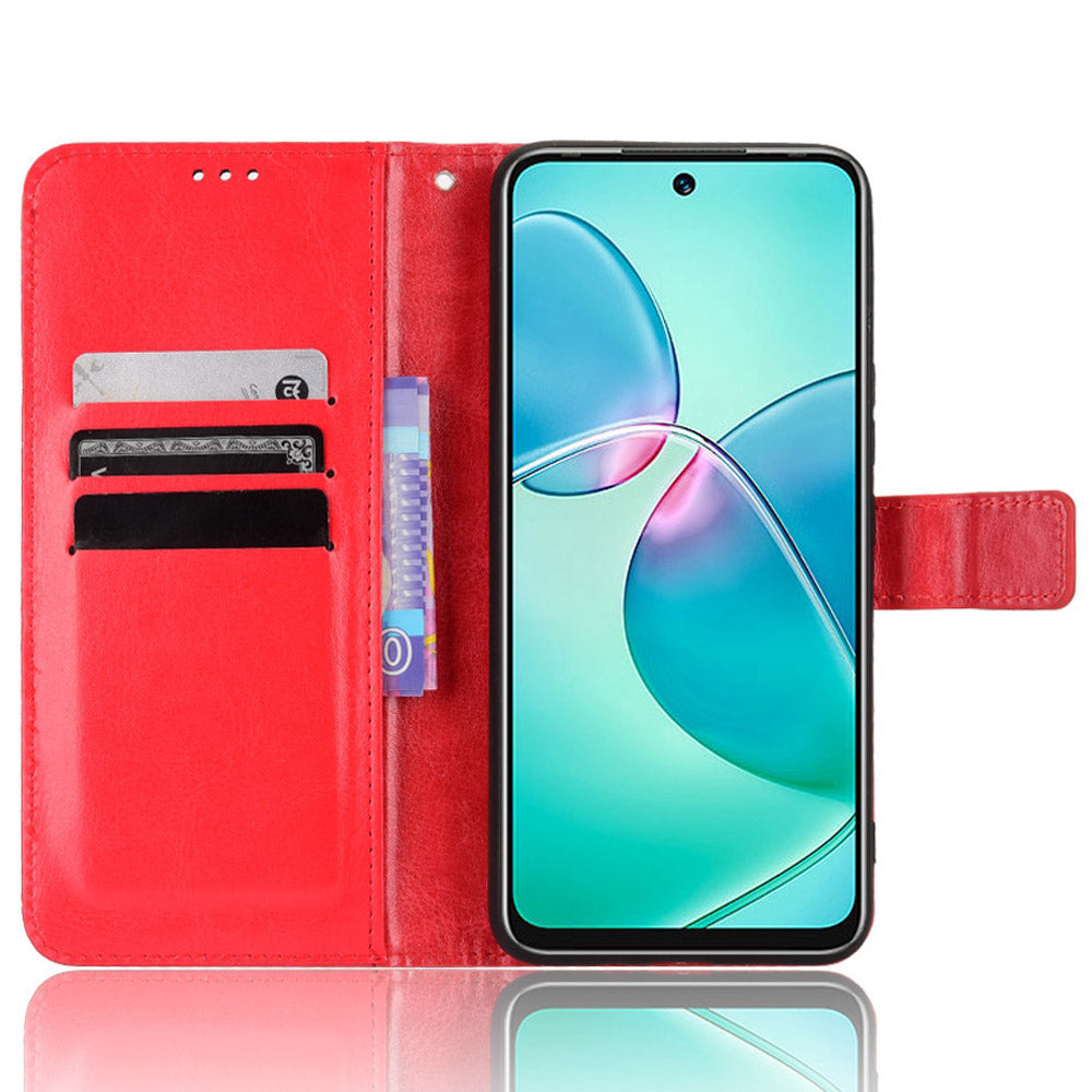 For Infinix Hot 12 Play 4G Crazy Horse Texture Flip Stand Wallet Phone Case Magnetic Clasp PU Leather Protective Cover