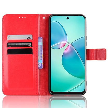 For Infinix Hot 12 Play 4G Crazy Horse Texture Flip Stand Wallet Phone Case Magnetic Clasp PU Leather Protective Cover