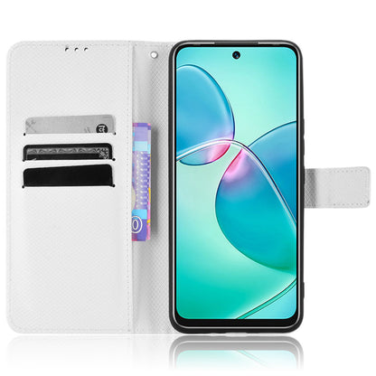 For Infinix Hot 12 Play 4G Diamond Texture PU Leather Drop-proof Cover Magnetic Clasp Phone Stand Wallet Case
