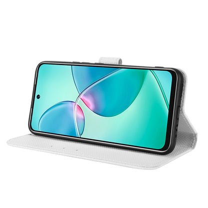 For Infinix Hot 12 Play 4G Diamond Texture PU Leather Drop-proof Cover Magnetic Clasp Phone Stand Wallet Case