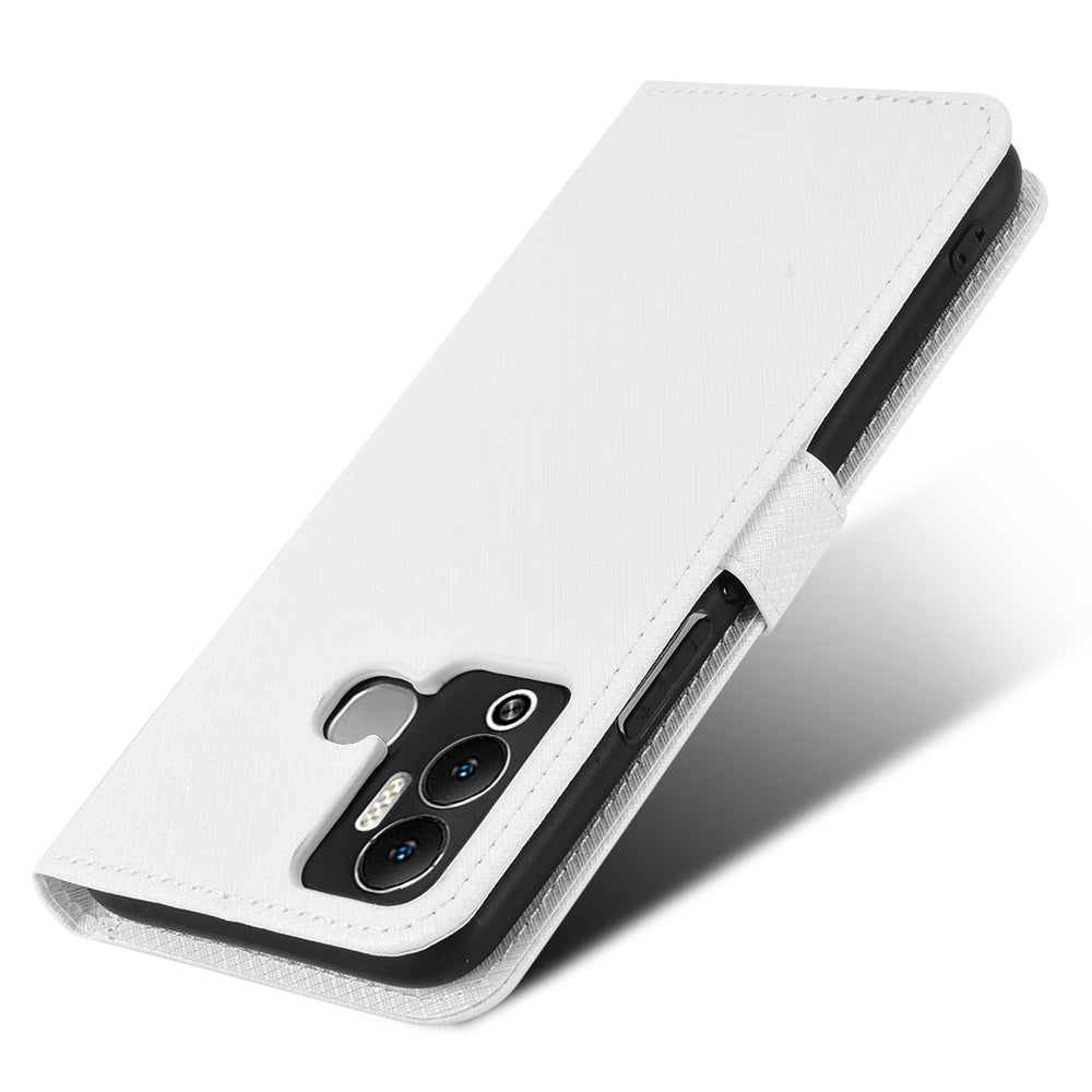 For Infinix Hot 12 Play 4G Diamond Texture PU Leather Drop-proof Cover Magnetic Clasp Phone Stand Wallet Case