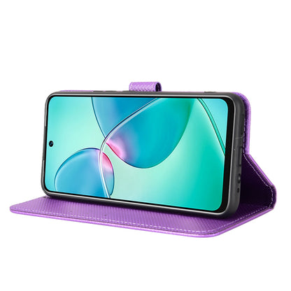 For Infinix Hot 12 Play 4G Diamond Texture PU Leather Drop-proof Cover Magnetic Clasp Phone Stand Wallet Case