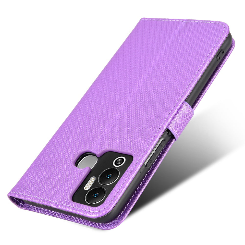 For Infinix Hot 12 Play 4G Diamond Texture PU Leather Drop-proof Cover Magnetic Clasp Phone Stand Wallet Case