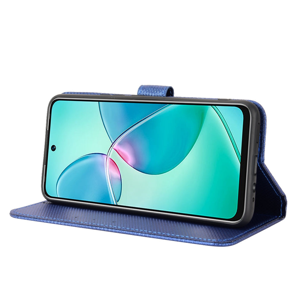 For Infinix Hot 12 Play 4G Diamond Texture PU Leather Drop-proof Cover Magnetic Clasp Phone Stand Wallet Case