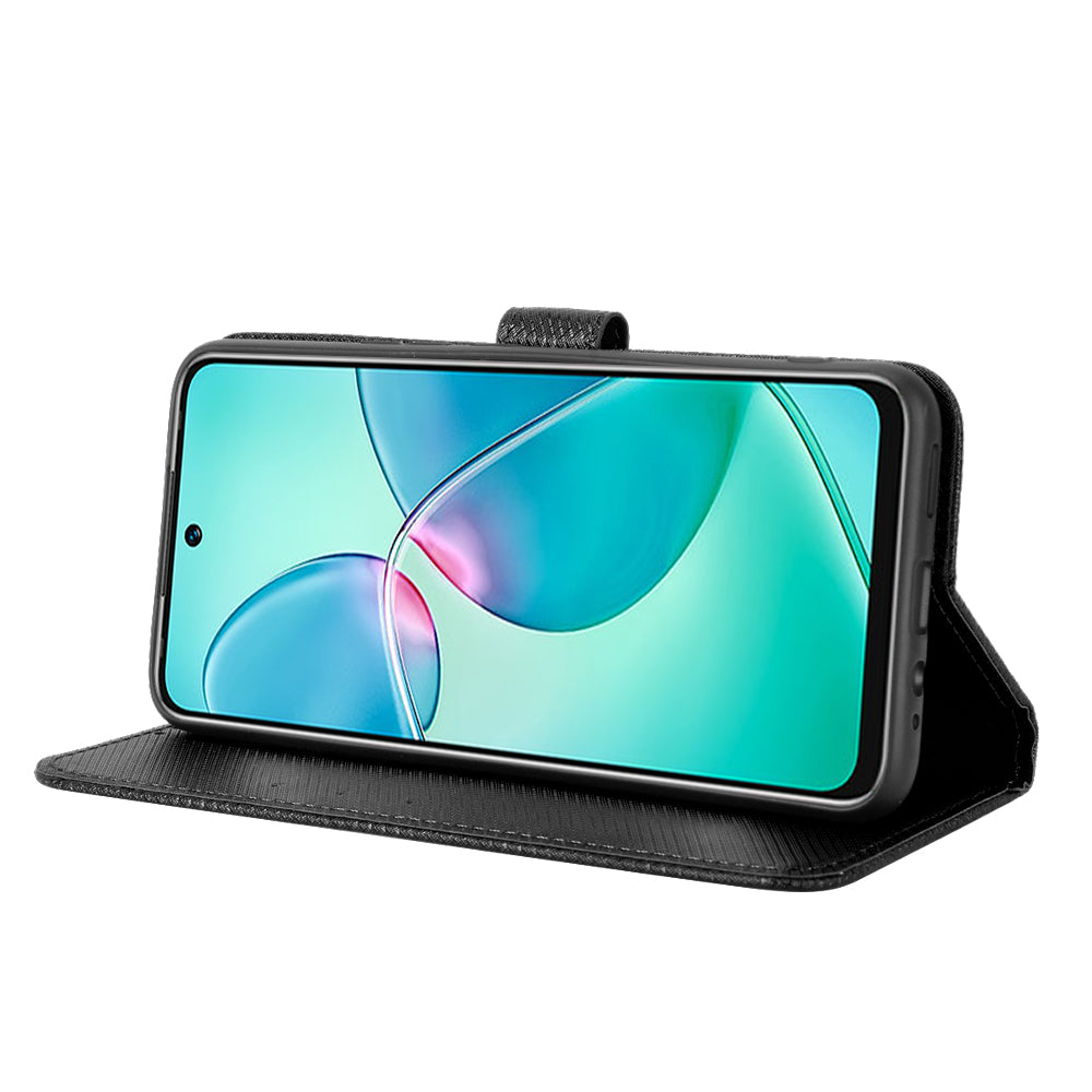 For Infinix Hot 12 Play 4G Diamond Texture PU Leather Drop-proof Cover Magnetic Clasp Phone Stand Wallet Case