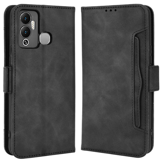 For Infinix Hot 12 Play 4G Anti-scratch Phone Flip Case with Multiple Card Slots PU Leather Phone Cover Double Magnetic Clasp Stand Wallet Case