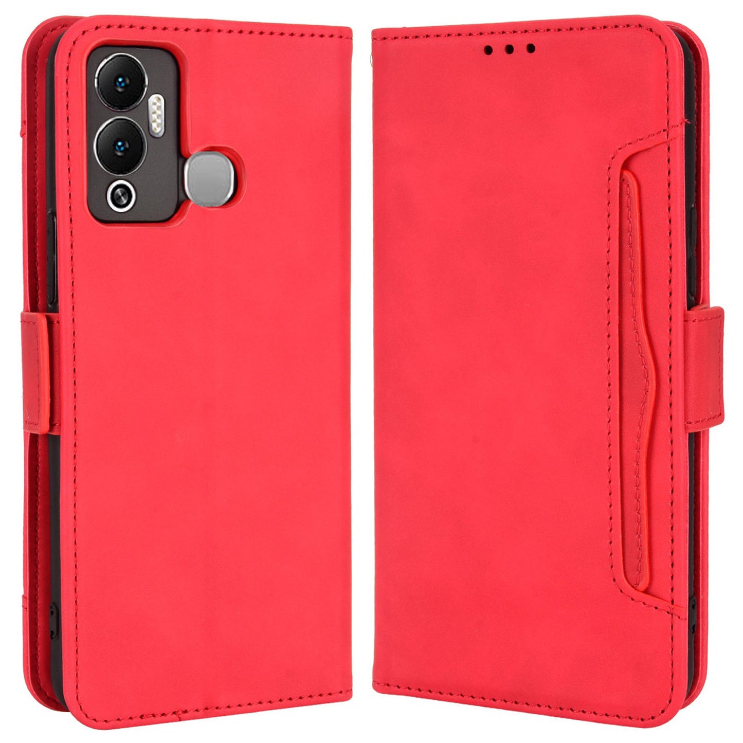 For Infinix Hot 12 Play 4G Anti-scratch Phone Flip Case with Multiple Card Slots PU Leather Phone Cover Double Magnetic Clasp Stand Wallet Case