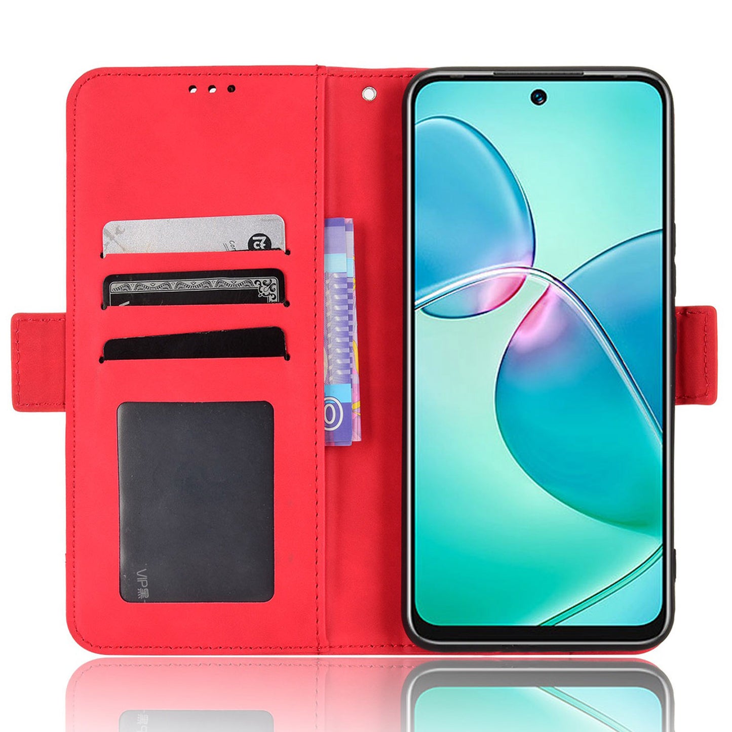 For Infinix Hot 12 Play 4G Anti-scratch Phone Flip Case with Multiple Card Slots PU Leather Phone Cover Double Magnetic Clasp Stand Wallet Case