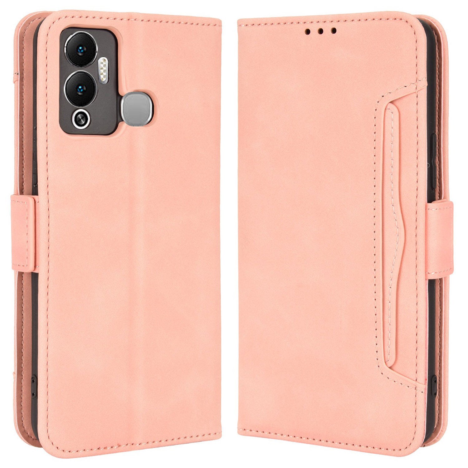 For Infinix Hot 12 Play 4G Anti-scratch Phone Flip Case with Multiple Card Slots PU Leather Phone Cover Double Magnetic Clasp Stand Wallet Case