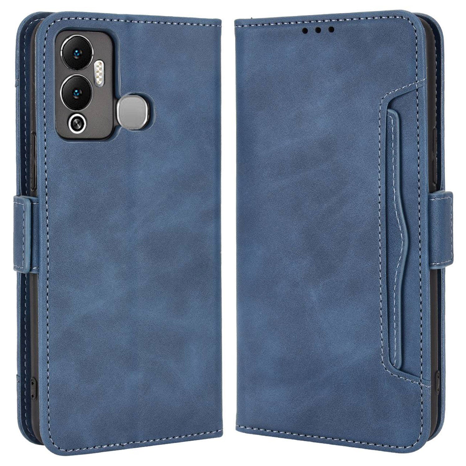 For Infinix Hot 12 Play 4G Anti-scratch Phone Flip Case with Multiple Card Slots PU Leather Phone Cover Double Magnetic Clasp Stand Wallet Case
