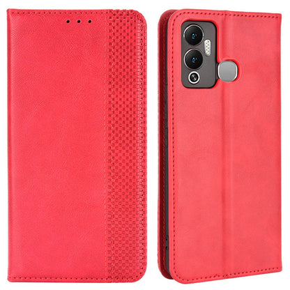 For Infinix Hot 12 Play 4G Anti-drop PU Leather Retro Flip Wallet Case Stand Function Shockproof Flip Auto Closing Magnetic Cover