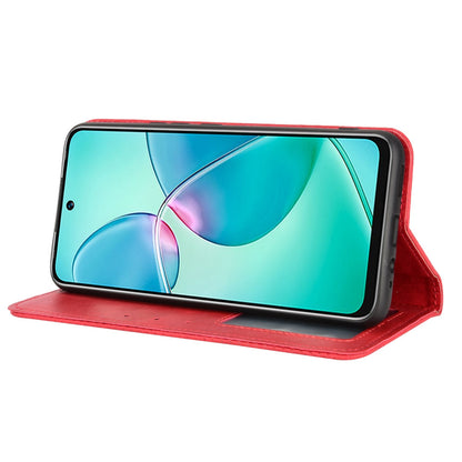For Infinix Hot 12 Play 4G Anti-drop PU Leather Retro Flip Wallet Case Stand Function Shockproof Flip Auto Closing Magnetic Cover
