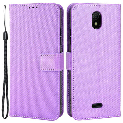 For Nokia C100 4G Diamond Texture Stand Wallet Phone Case PU Leather + TPU Full Protection Cover