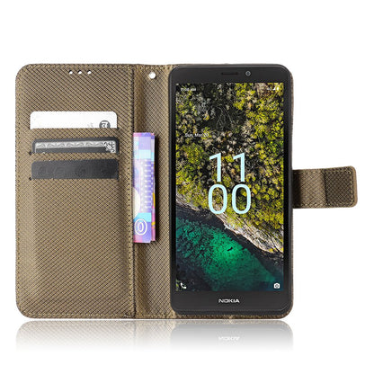 For Nokia C100 4G Diamond Texture Stand Wallet Phone Case PU Leather + TPU Full Protection Cover